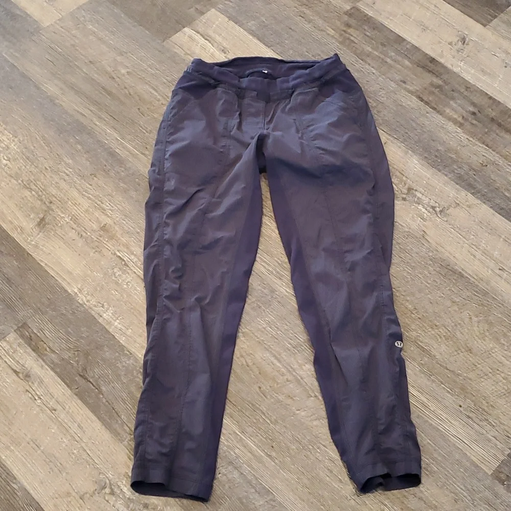 Lululemon Ankle Pants Striped Elastic Waist Athleisure Women Size 4
